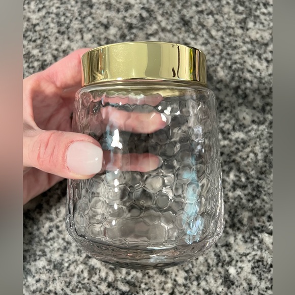 Rippled Glass Jar & Gold Lid - Picture 3 of 7